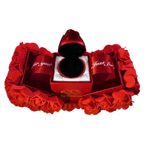 Valentine's Day Soap Rose Gift Box - Crystal Pendant Necklace Set - MANDOTOS