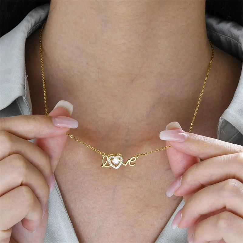 Valentines Day Gift New Titanium Steel Necklace Fashion New Love Smart Necklace Female Clavicle Chain Fashion Jewelry Woman - MANDOTOS