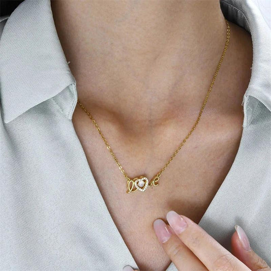 Valentines Day Gift New Titanium Steel Necklace Fashion New Love Smart Necklace Female Clavicle Chain Fashion Jewelry Woman - MANDOTOS