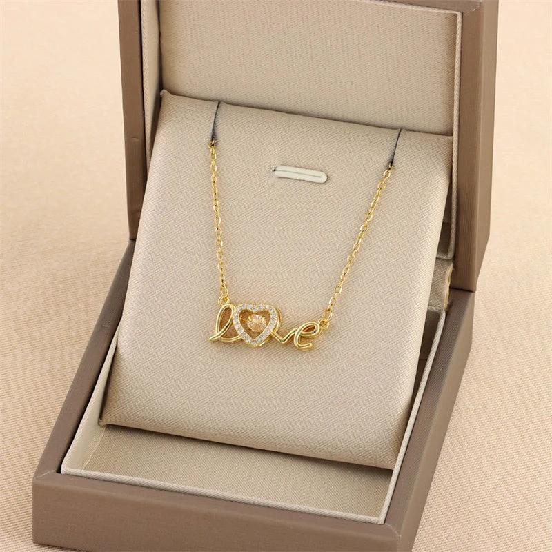 Valentines Day Gift New Titanium Steel Necklace Fashion New Love Smart Necklace Female Clavicle Chain Fashion Jewelry Woman - MANDOTOS