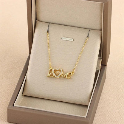 Valentines Day Gift New Titanium Steel Necklace Fashion New Love Smart Necklace Female Clavicle Chain Fashion Jewelry Woman - MANDOTOS