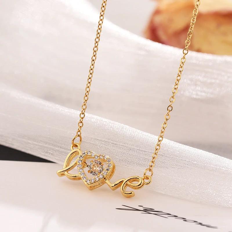 Valentines Day Gift New Titanium Steel Necklace Fashion New Love Smart Necklace Female Clavicle Chain Fashion Jewelry Woman - MANDOTOS