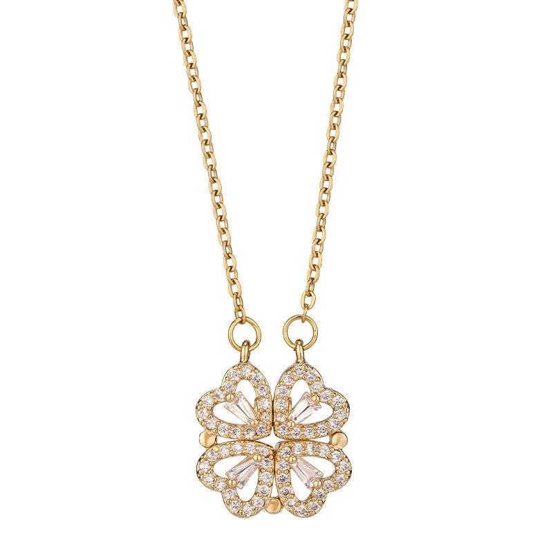 Mandotos Four-leaf Clover titanium steel necklace with non-fading, light luxury design, showcasing a delicate charm on a chain.