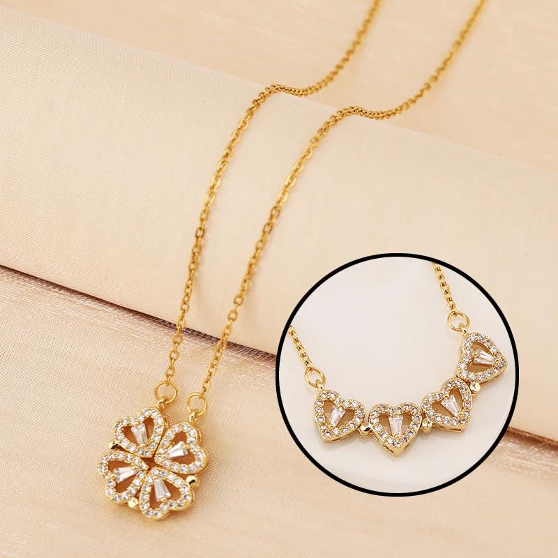 Mandotos four-leaf clover necklace made of non-fading light luxury titanium steel, featuring a delicate pendant design.