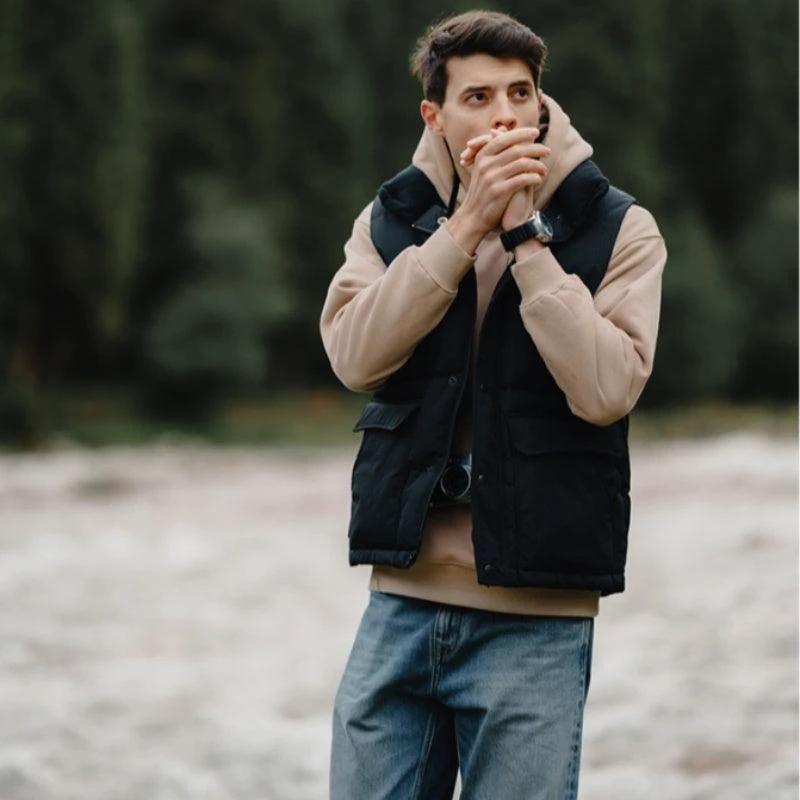 White Duck Down Vest - Ultra-Effective Three-Proof Jacket for Men - MANDOTOS