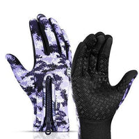 Mandotos winter motorcycle gloves with touch screen fingertips, waterproof sliding design, fleece lining, ideal for riding and sports.