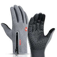 Mandotos winter motorcycle gloves with touch screen fingertips, waterproof sliding design, fleece lining, ideal for sports and riding.