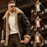 Mandotos men's winter military fleece jacket with fur collar, tactical design, warm coat suitable for cold weather outdoor activities.