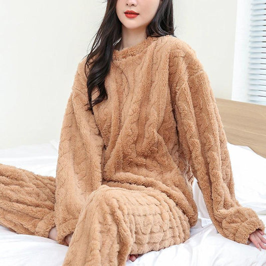 Winter Pajamas Set - Thickened Coral Velvet Warm Homewear - MANDOTOS