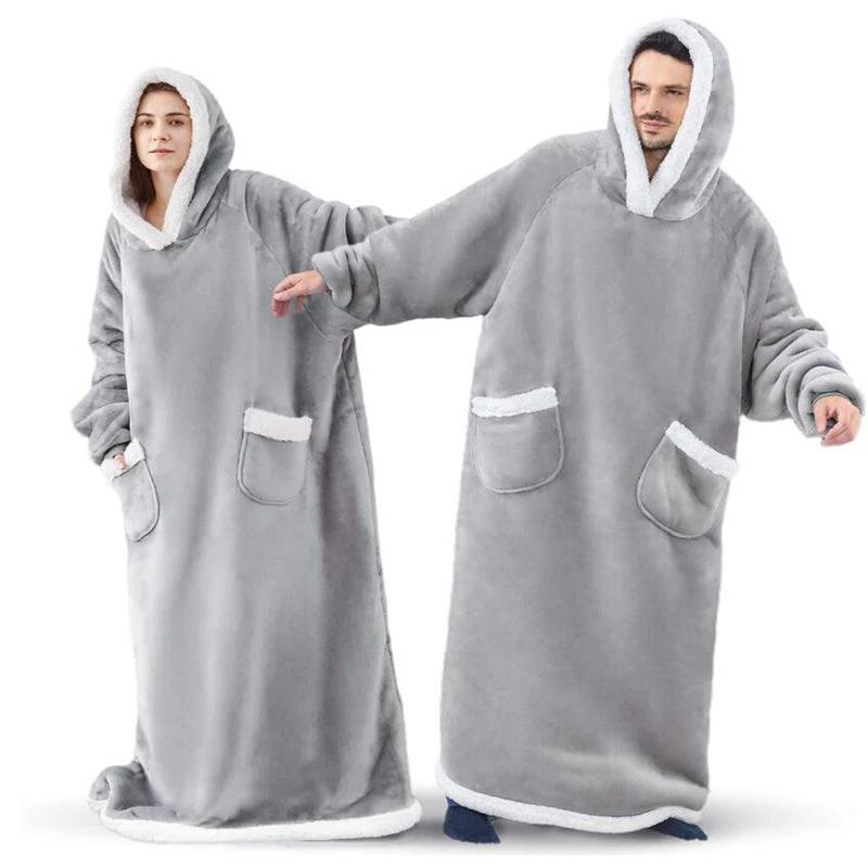 Winter TV Hoodie Blanket Winter Warm Home Clothes Women Men Oversized Pullover With Pockets - MANDOTOS