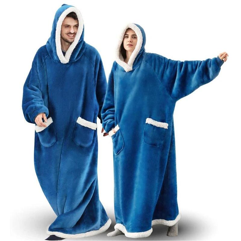 Winter TV Hoodie Blanket Winter Warm Home Clothes Women Men Oversized Pullover With Pockets - MANDOTOS