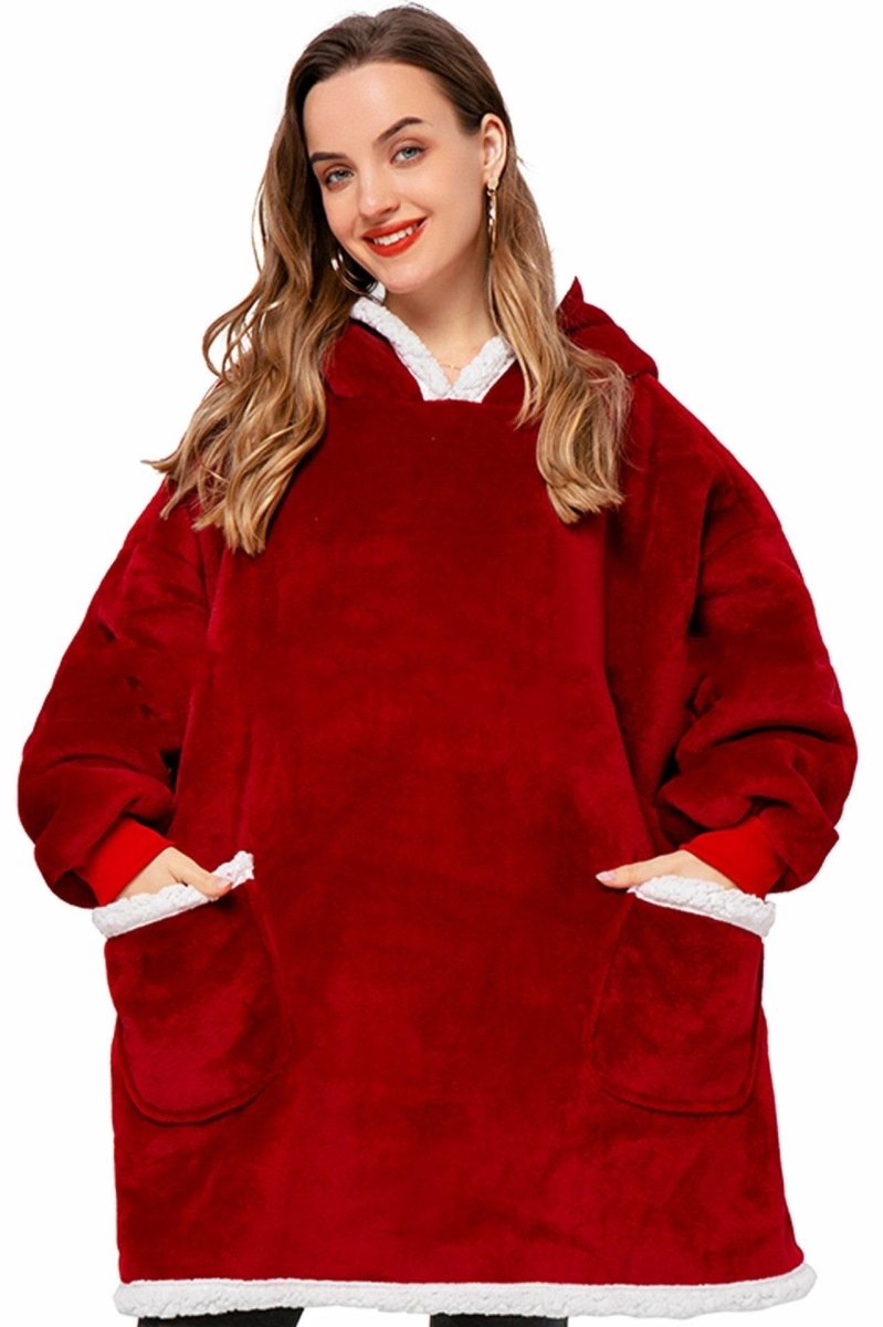 Winter TV Hoodie Blanket Winter Warm Home Clothes Women Men Oversized Pullover With Pockets - MANDOTOS