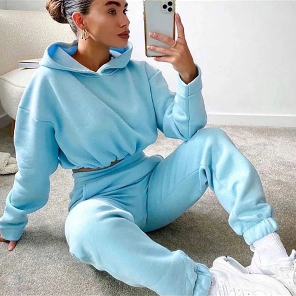 Women's 2-Piece Jogging Suit - Sexy Long Sleeve Hoodie Tracksuit - MANDOTOS