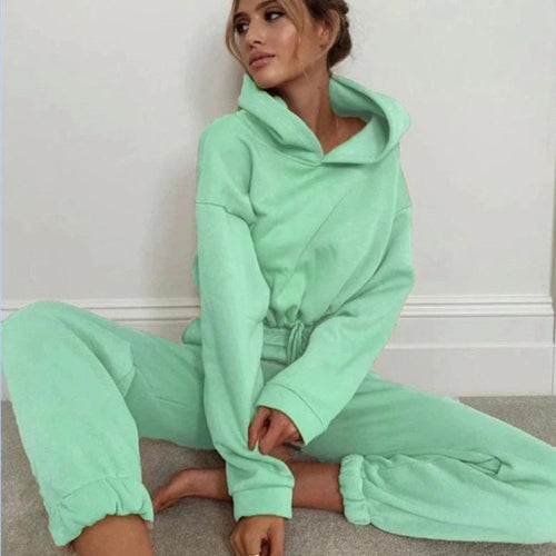 Women's 2-Piece Jogging Suit - Sexy Long Sleeve Hoodie Tracksuit - MANDOTOS