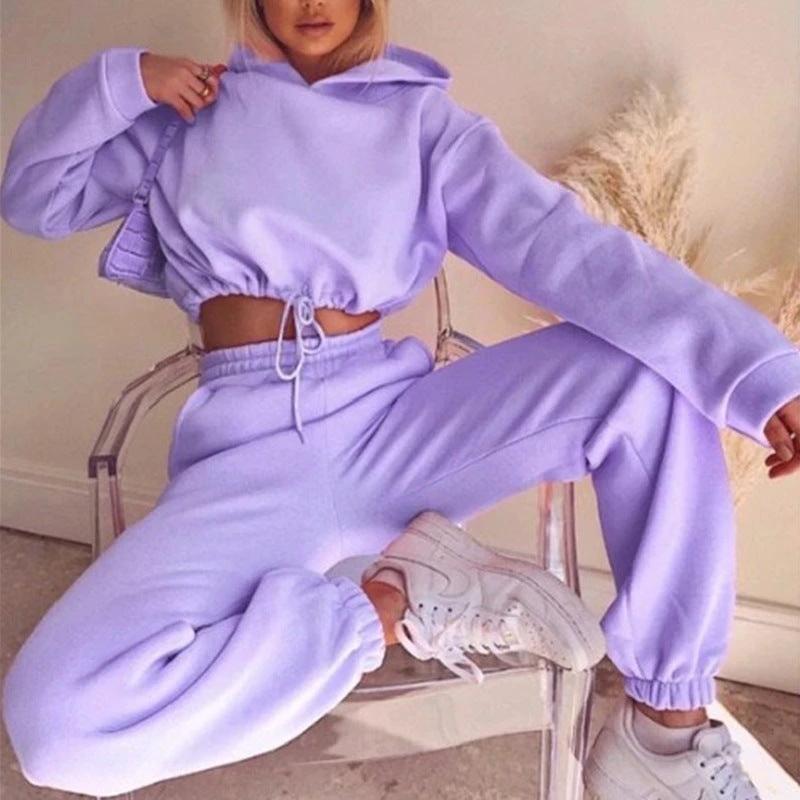 Women's 2-Piece Jogging Suit - Sexy Long Sleeve Hoodie Tracksuit - MANDOTOS