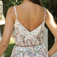 Women's simple fashion dress by MANDOTOS, lightweight and casual, shown on a model with a relaxed fit and neutral color.