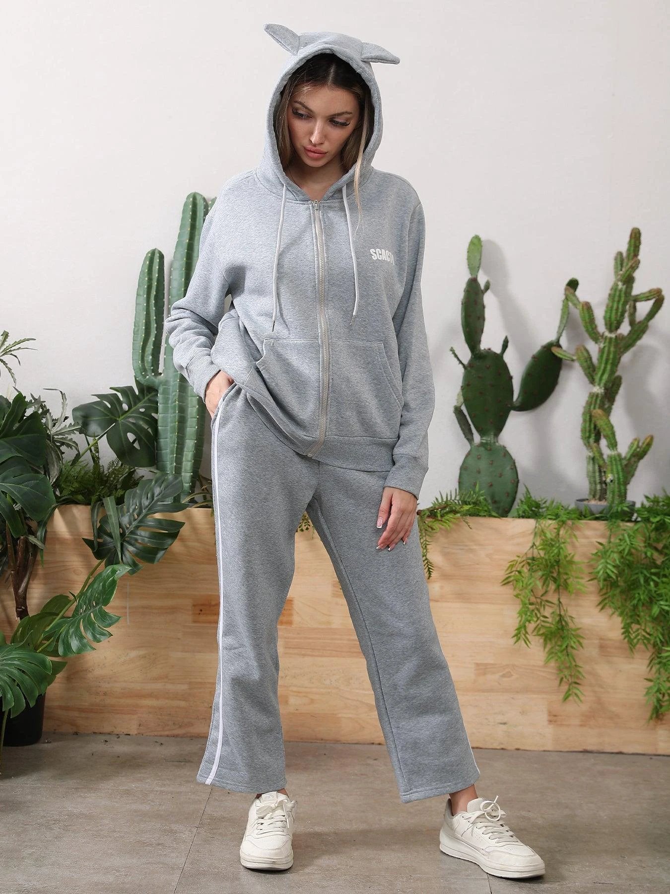 Women's Long Sleeved Hoodie Set - MANDOTOS