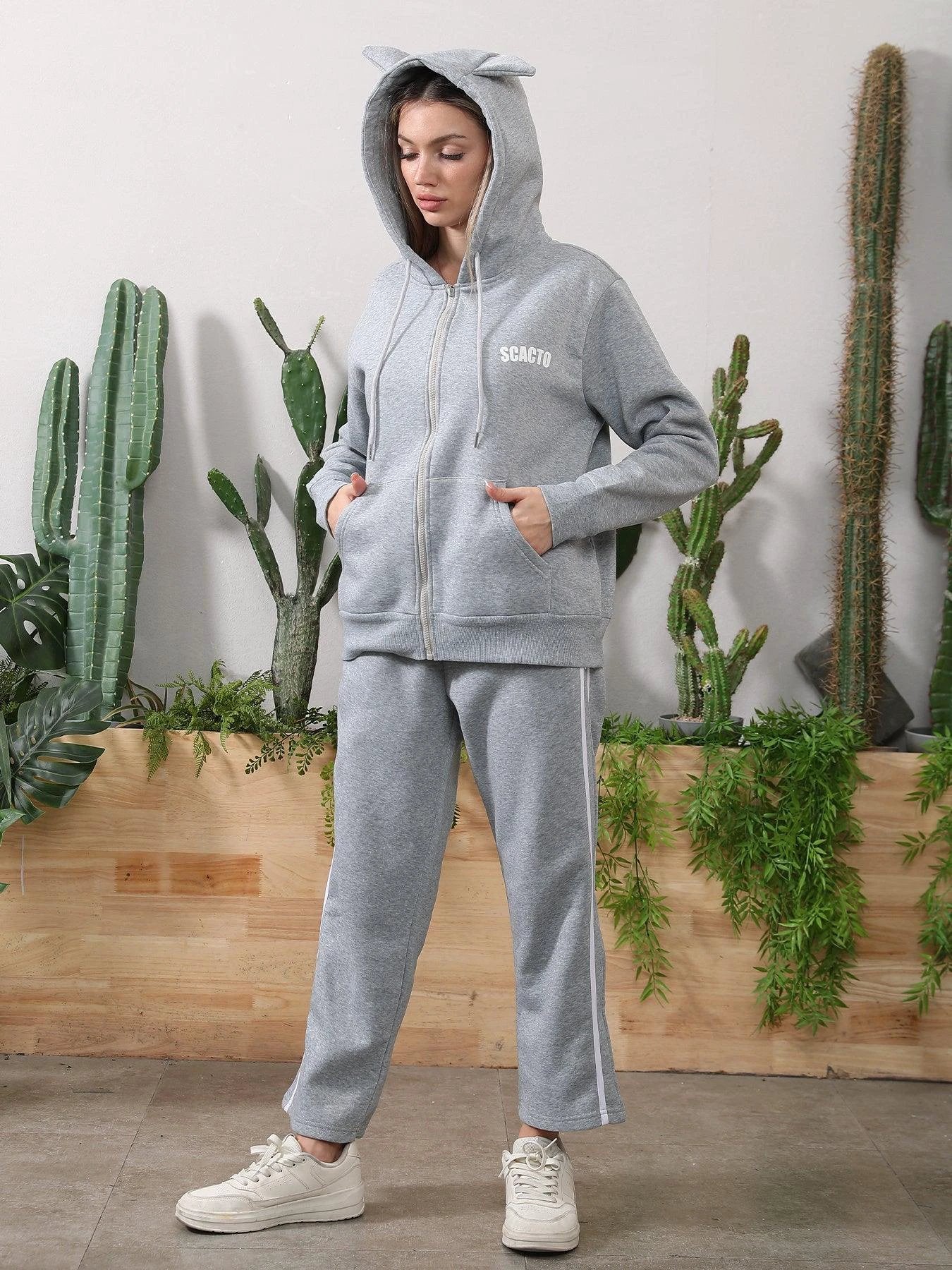 Women's Long Sleeved Hoodie Set - MANDOTOS