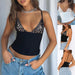 Women's V-neck Camisole Lace Vest With Back Zipper Design Summer Slim Sleeveless Tops - MANDOTOS
