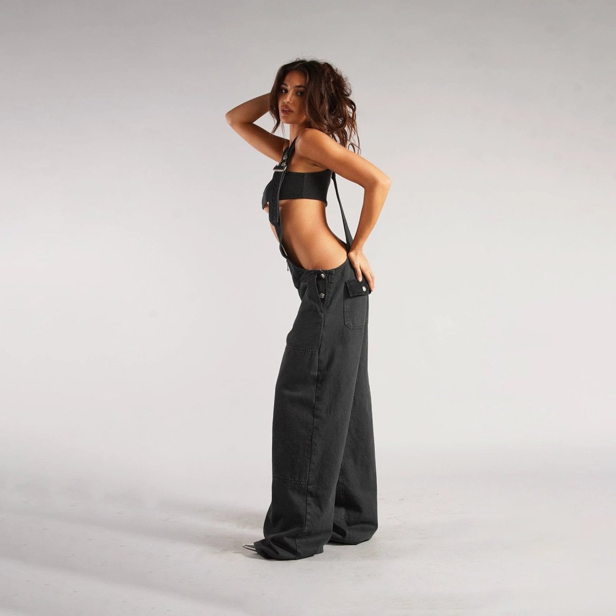 Y2K Denim Overalls - Zipper Suspender Jumpsuit Streetwear - MANDOTOS