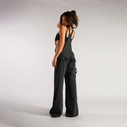Y2K Denim Overalls - Zipper Suspender Jumpsuit Streetwear - MANDOTOS