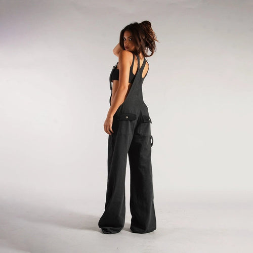 Y2K Denim Overalls - Zipper Suspender Jumpsuit Streetwear - MANDOTOS