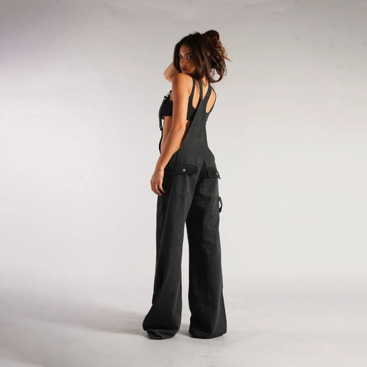 Y2K Denim Overalls - Zipper Suspender Jumpsuit Streetwear - MANDOTOS