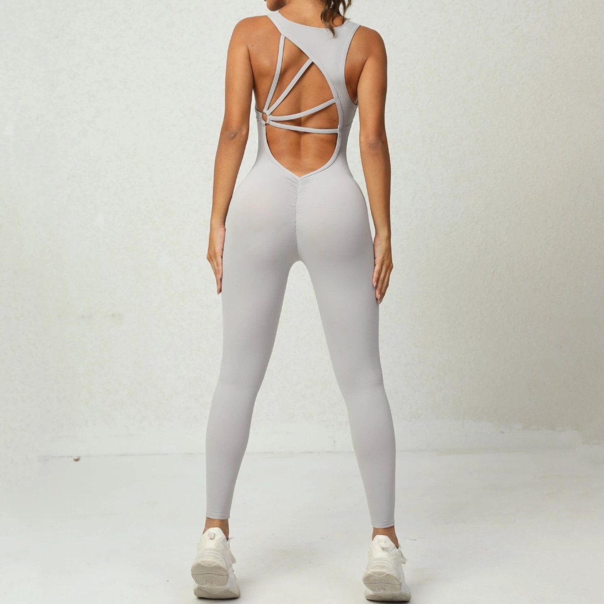 Yoga Jumpsuit V-shaped Back Design Sleeveless Fitness Running Sportswear Stretch Tights Pants For Womens Clothing - MANDOTOS