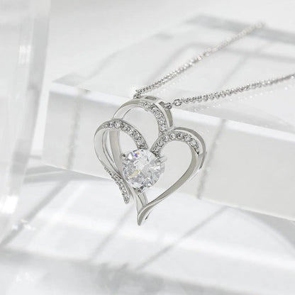 Zircon Double Love Necklace with Rhinestones 💖 Sparkling heart-shaped design for timeless elegance! - MANDOTOS