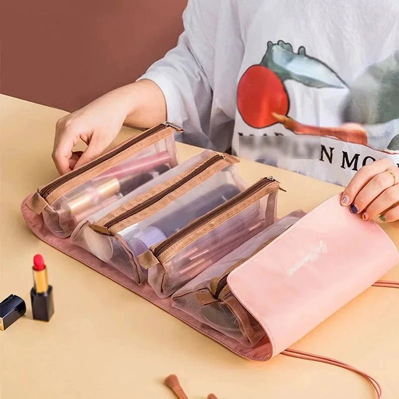 Mandotos 4 In 1 Detachable Cosmetic Bag Large Capacity Travel Organizer For Cosmetics And Toiletries Beige - MANDOTOS