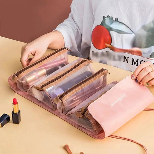 Mandotos 4 In 1 Detachable Cosmetic Bag Large Capacity Travel Organizer For Cosmetics And Toiletries Beige - MANDOTOS