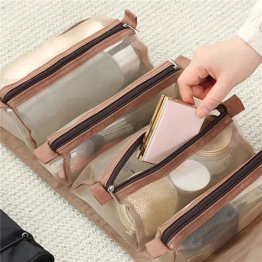 Mandotos 4 In 1 Detachable Cosmetic Bag Large Capacity Travel Organizer For Cosmetics And Toiletries Beige - MANDOTOS