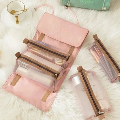 Mandotos 4 In 1 Detachable Cosmetic Bag Large Capacity Travel Organizer For Cosmetics And Toiletries Beige - MANDOTOS