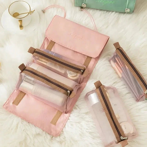 Mandotos 4 In 1 Detachable Cosmetic Bag Large Capacity Travel Organizer For Cosmetics And Toiletries Beige - MANDOTOS