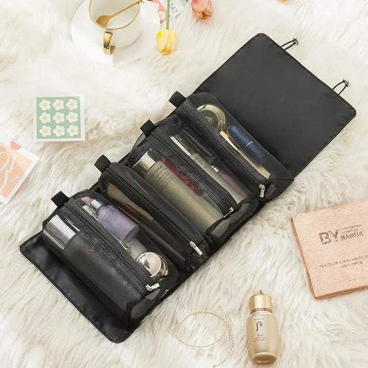 Mandotos 4 In 1 Detachable Cosmetic Bag Large Capacity Travel Organizer For Cosmetics And Toiletries Beige - MANDOTOS