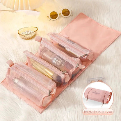 Mandotos 4 In 1 Detachable Cosmetic Bag Large Capacity Travel Organizer For Cosmetics And Toiletries Beige - MANDOTOS