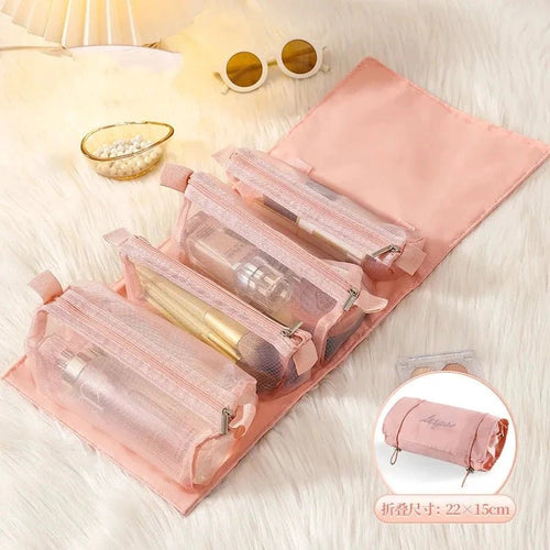 Mandotos 4 In 1 Detachable Cosmetic Bag Large Capacity Travel Organizer For Cosmetics And Toiletries Beige - MANDOTOS