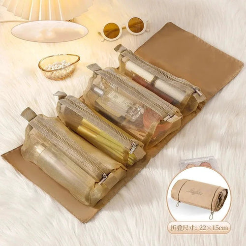 Mandotos 4 In 1 Detachable Cosmetic Bag Large Capacity Travel Organizer For Cosmetics And Toiletries Beige - MANDOTOS