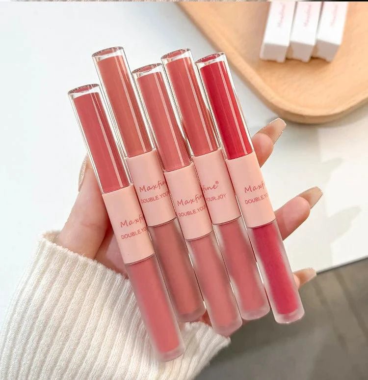 Double End Lip Glaze Full Gloss Mirror And Matte Velvet Long Term Color And Moisture Lip Gloss Anti Stain Cosmetic Lip Glaze - MANDOTOS
