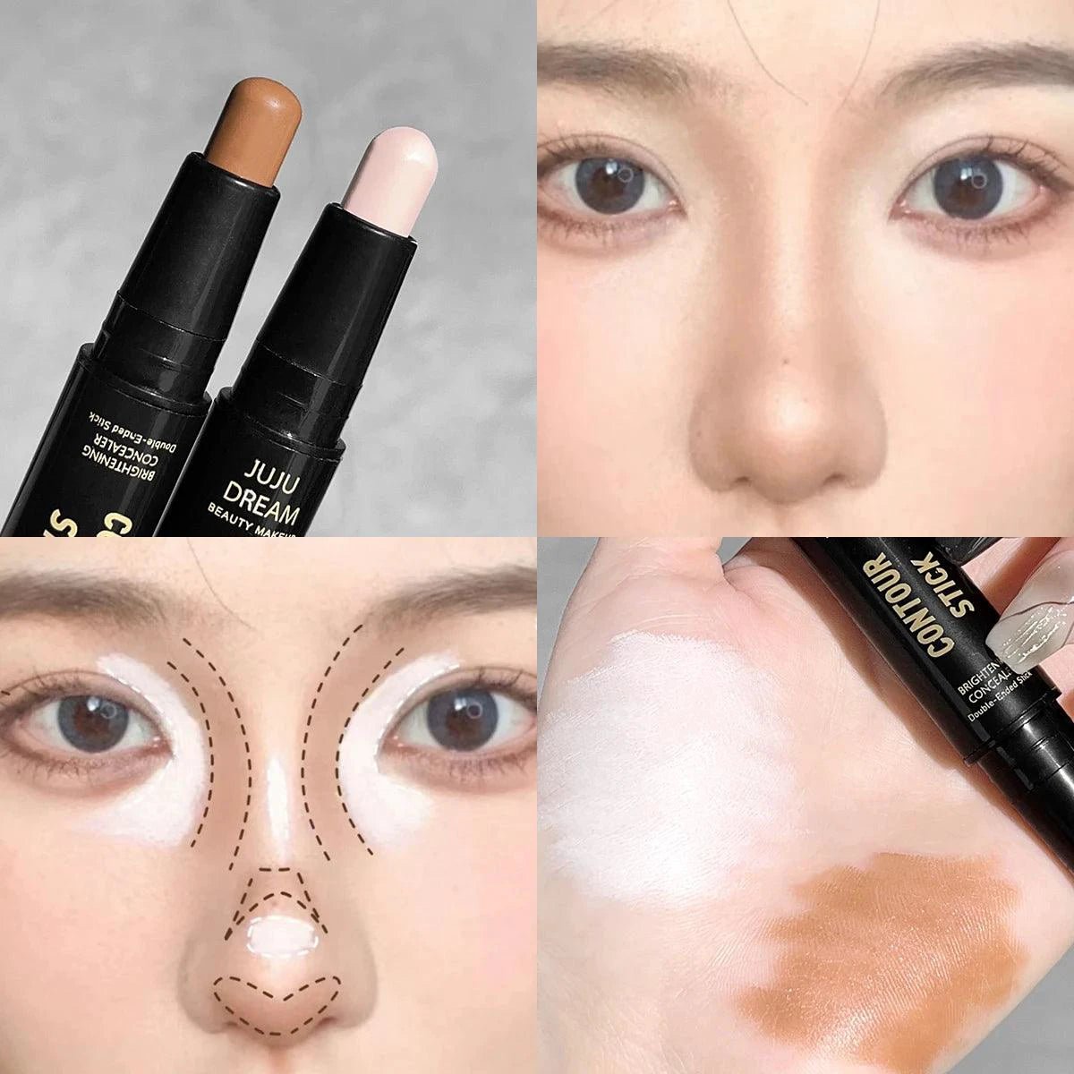 Double Ended Dual Purpose High Light Trimming Stick Three Dimensional Contour Nose Shadow Facial Shape Brighten and Trim - MANDOTOS