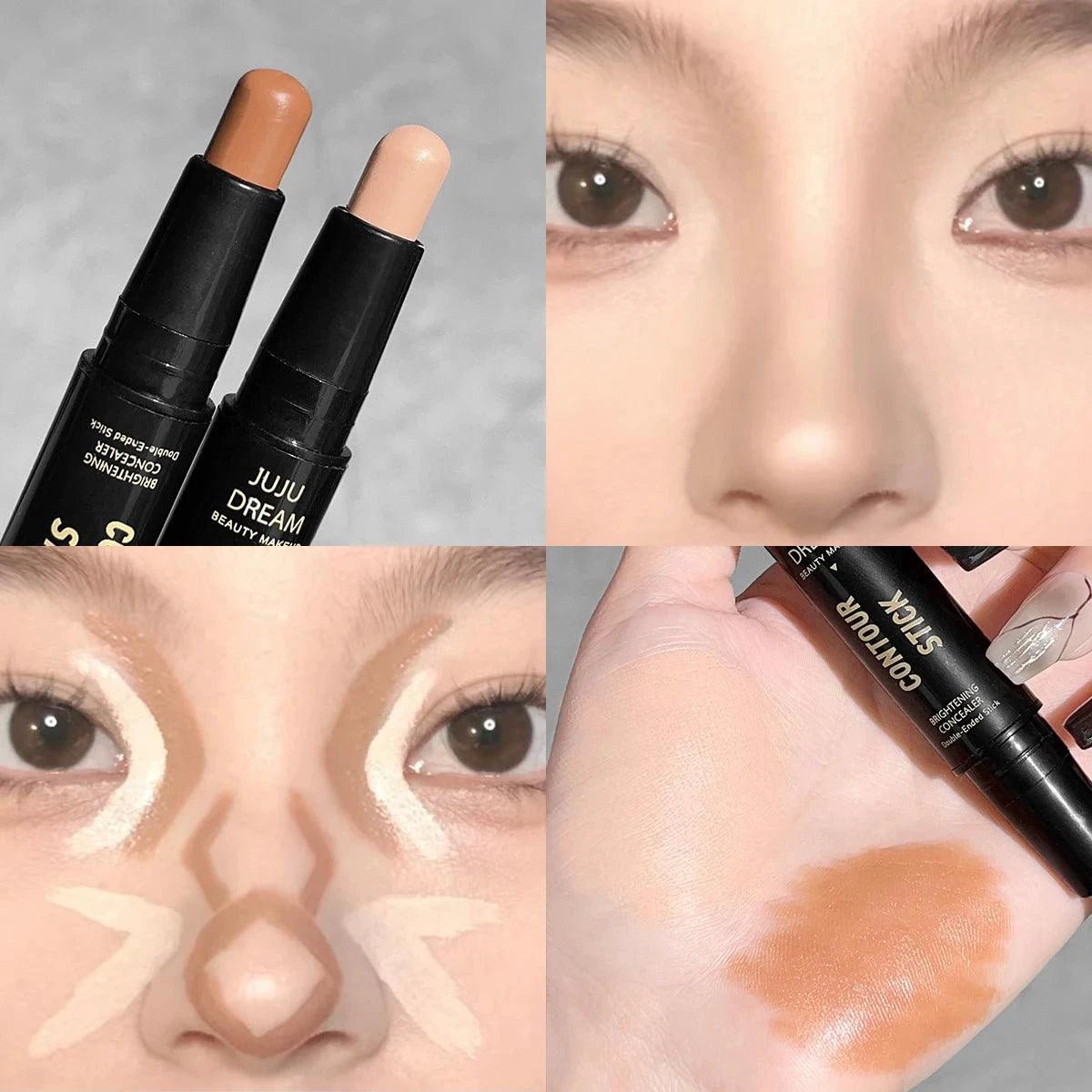Double Ended Dual Purpose High Light Trimming Stick Three Dimensional Contour Nose Shadow Facial Shape Brighten and Trim - MANDOTOS
