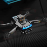 Mandotos HD drone for aerial photography, remote control quadcopter with camera, flying outdoors against a clear sky.