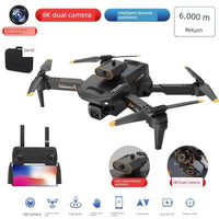 Mandotos HD drone for aerial photography with remote control, quadcopter design, featuring a camera and sleek black finish.