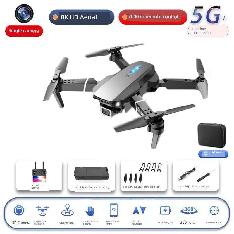MANDOTOS HD drone for aerial photography, remote control quadcopter with camera, showcasing its sleek design and propellers.