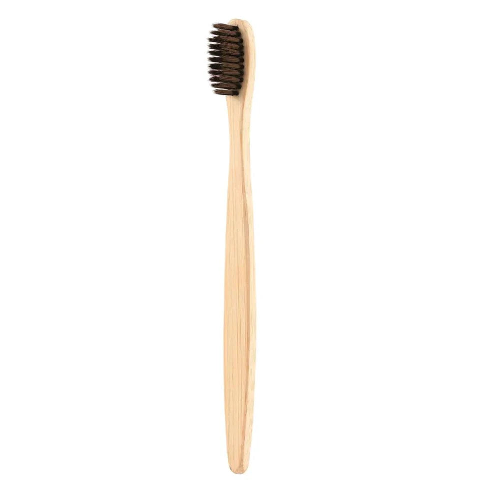 Mandotos EcoPure bamboo toothbrush with biodegradable handle and soft bristles for eco-friendly oral care.