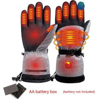 Mandotos electric heated gloves for skiing and motorcycle riding with touchscreen compatibility and rechargeable battery.