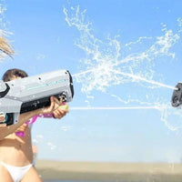 Mandotos electric water gun for adults, powerful automatic water blaster, ideal for summer outdoor beach fun and water fights.