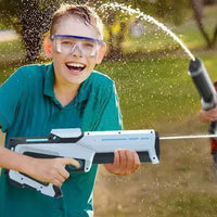 Mandotos electric water gun for adults, powerful automatic water blaster, ideal for summer outdoor beach fun and water battles.