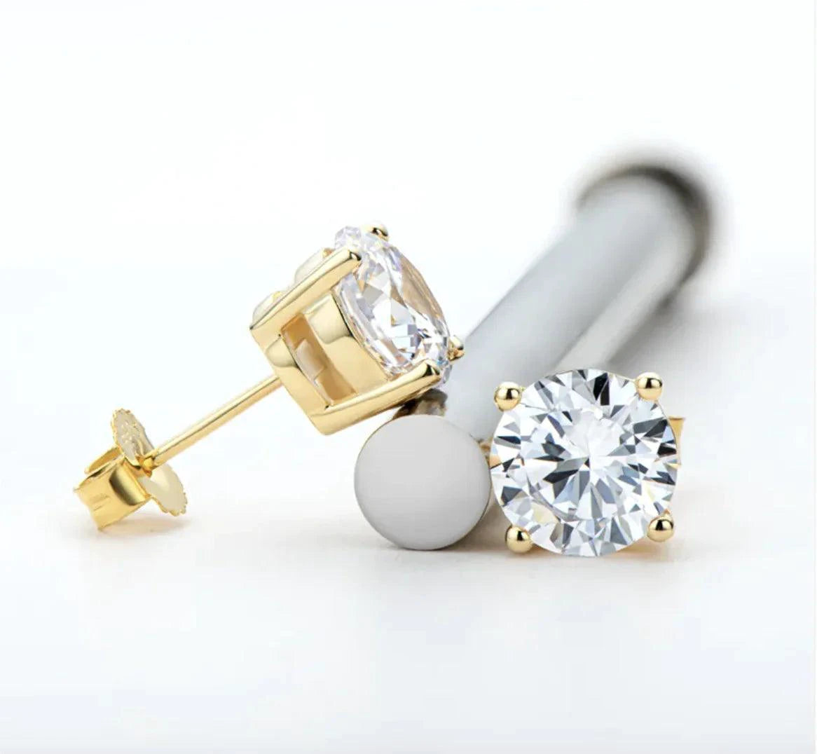 Elegant 18K Gold Moissanite Silver Studs - MANDOTOS