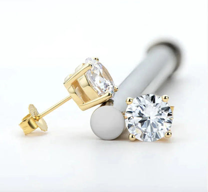 Elegant 18K Gold Moissanite Silver Studs - MANDOTOS